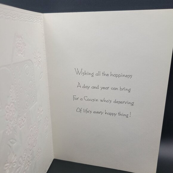 Birthday Card For Cousin With Floral Embossed Mailbox Design Unused - Picture 3 of 6